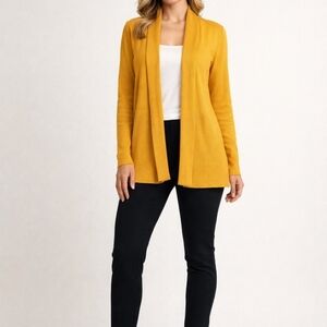 Mustard Open Front Cardigan Sweater